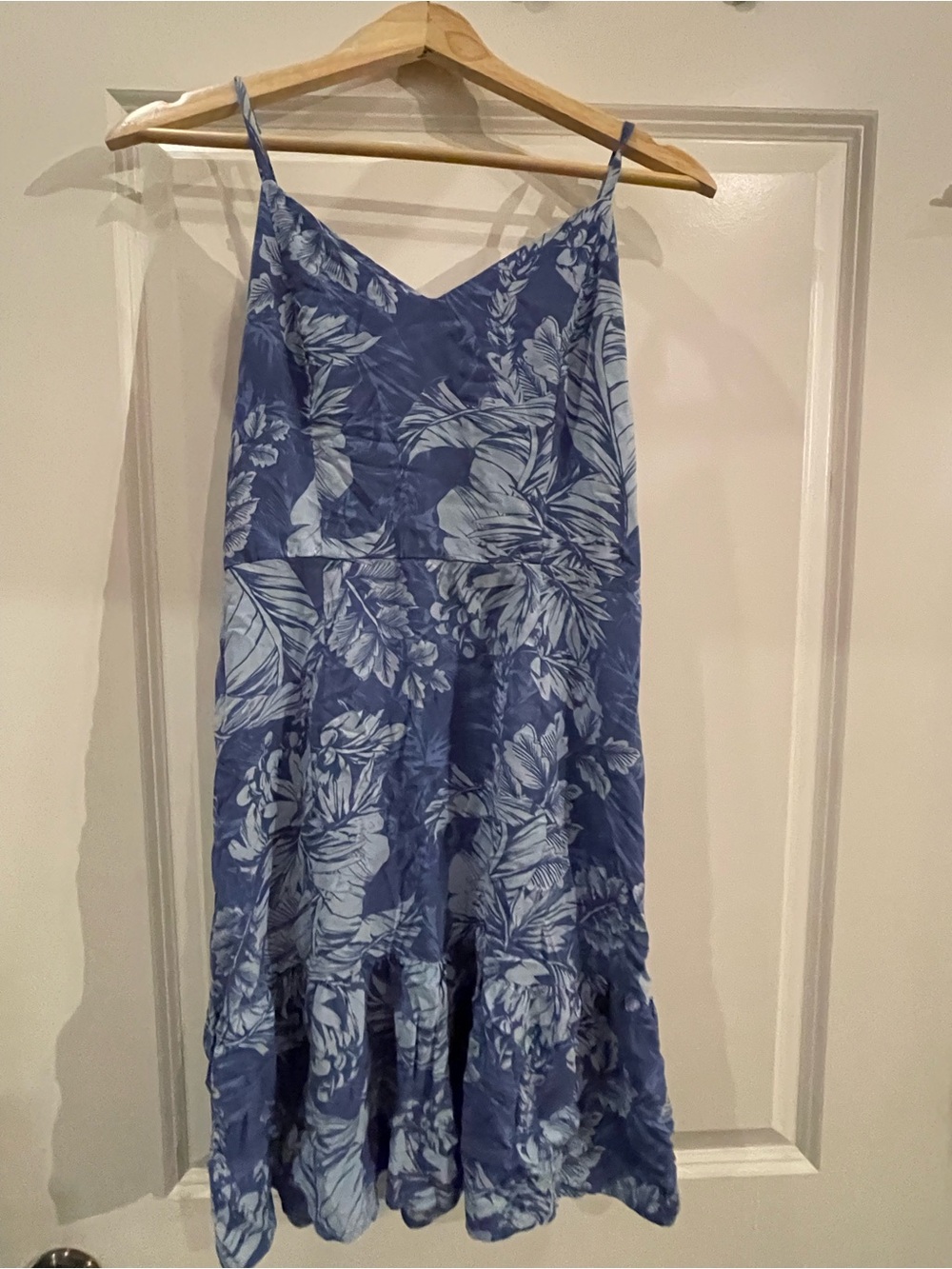 a.n.a Blue Floral V-Neck Midi Dress